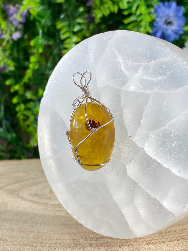 Honey Opal Wire Wrapped Pendant