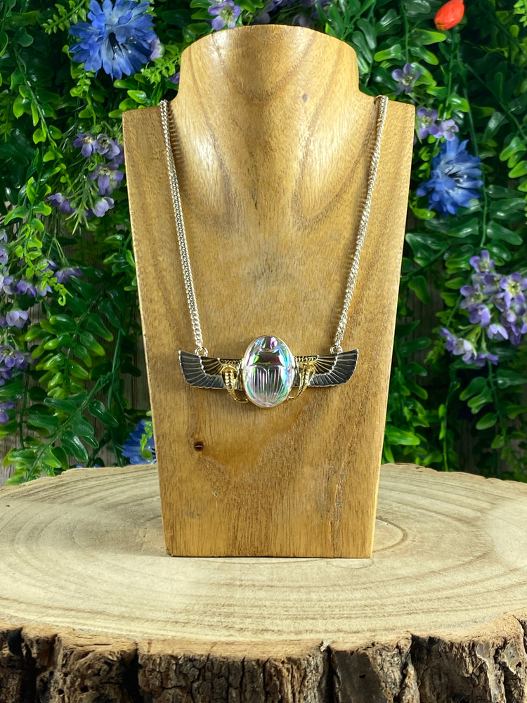 Aura Quartz Winged Scarab Necklace