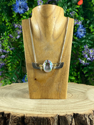 Aura Quartz Winged Scarab Necklace