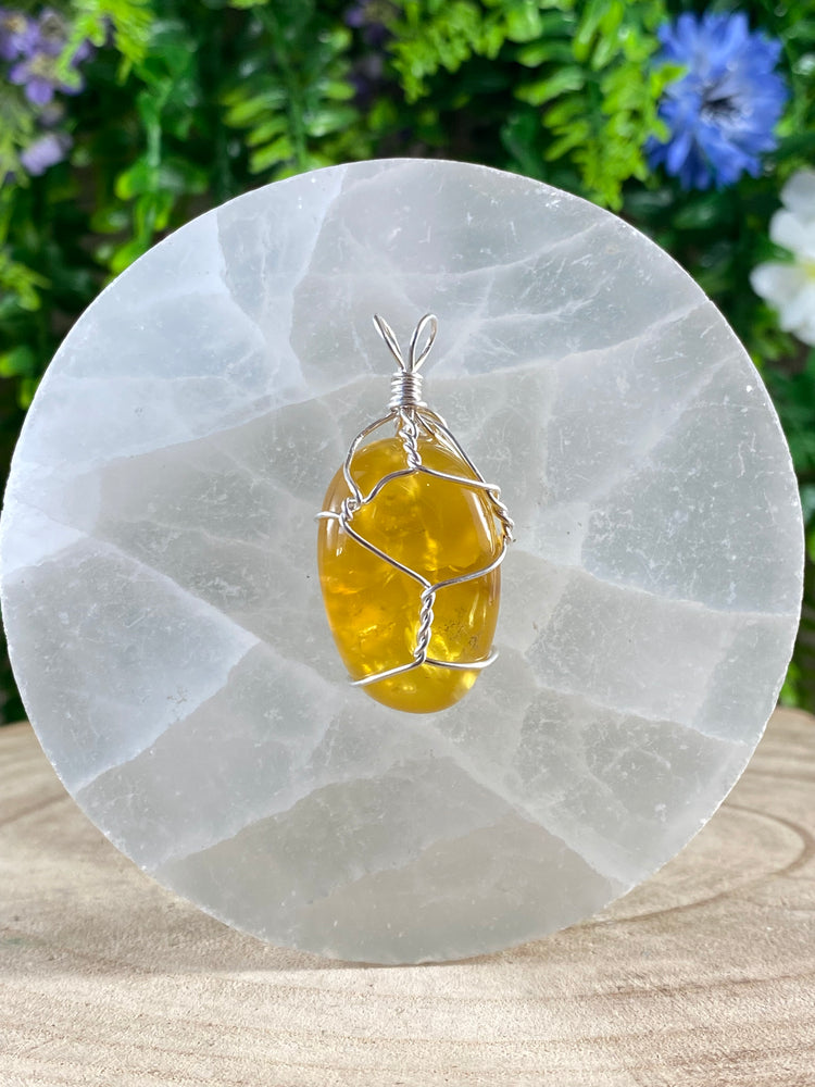 Honey Opal Wire Wrapped Pendant