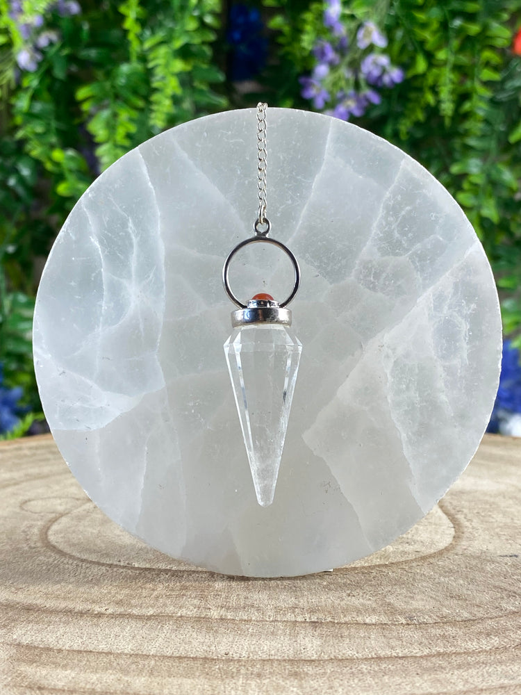 Carnelian And Clear Quartz Pendulum