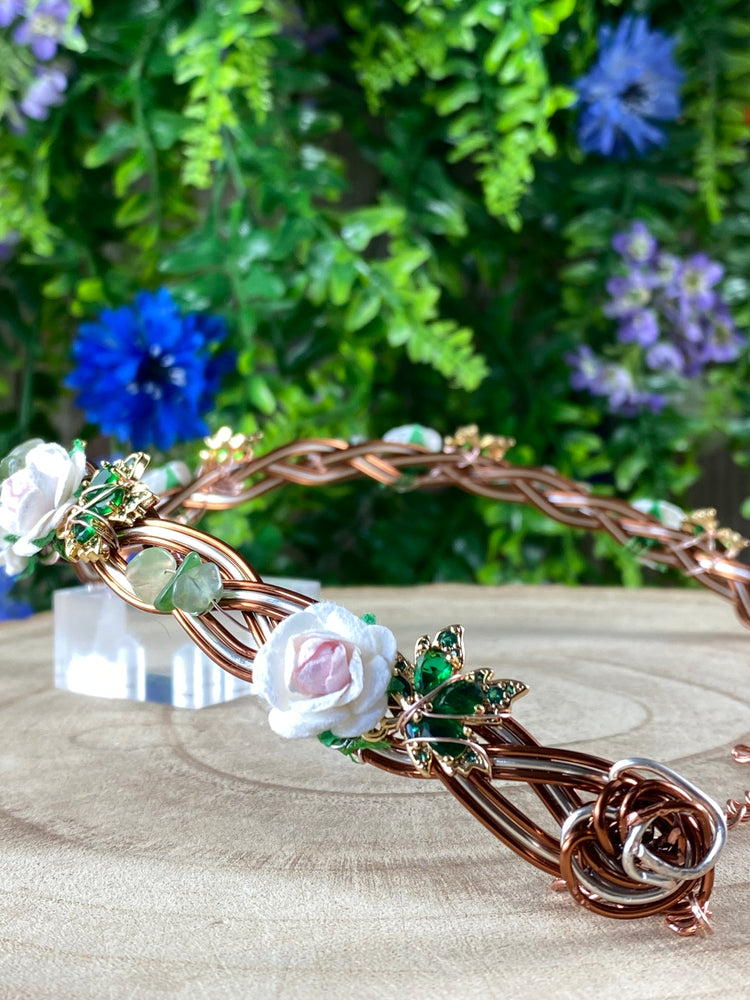 Moldavite, Prehnite, And Jade Circlet