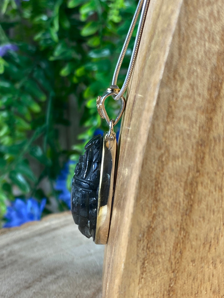 Labradorite Scarab Pendant With Ankh