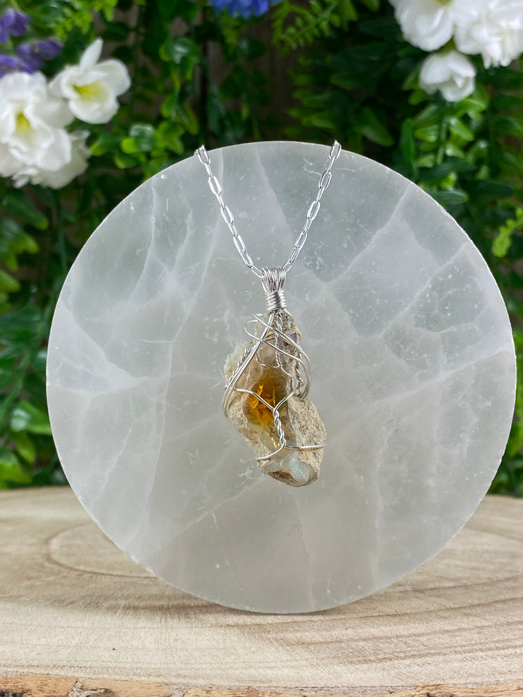 Pure Opal Wire Wrapped Pendant