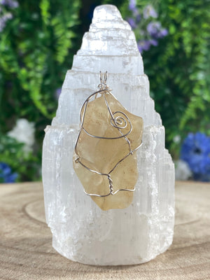 Libyan Gold Tektite Wire Wrapped Pendant