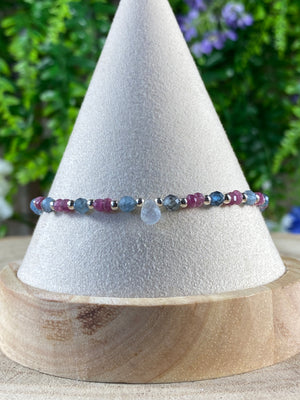 Ruby, Aquamarine, Moonstone Bracelet