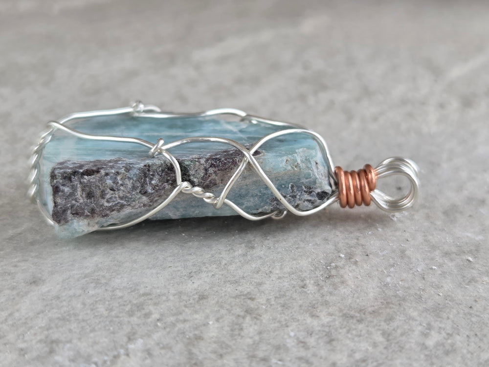 Larimar Wire Wrapped Pendant