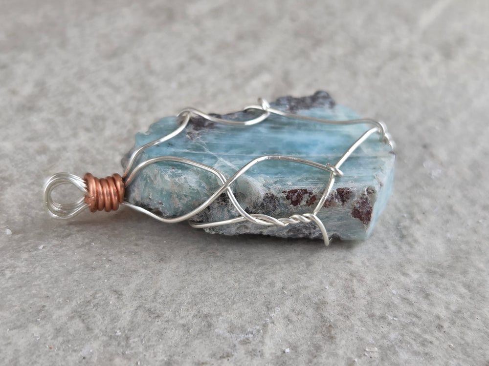 Larimar Wire Wrapped Pendant