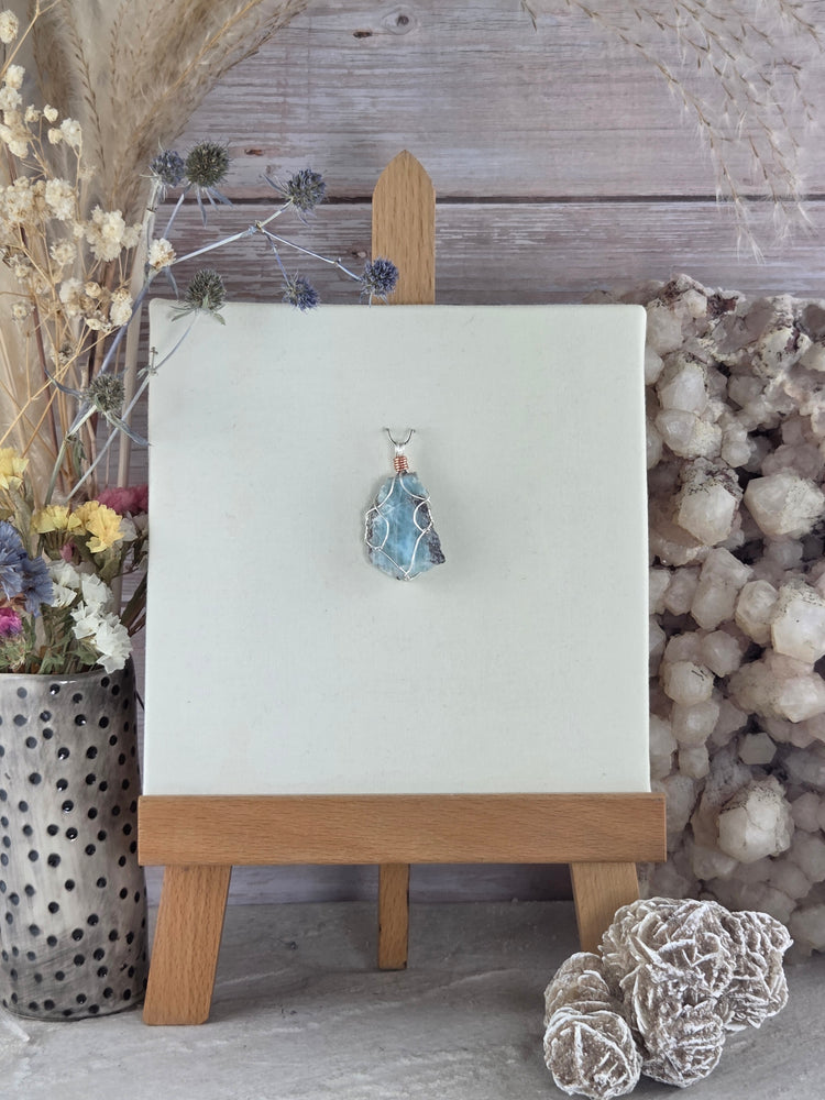Larimar Wire Wrapped Pendant