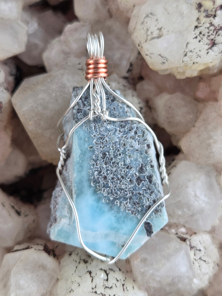 Larimar Wire Wrapped Pendant
