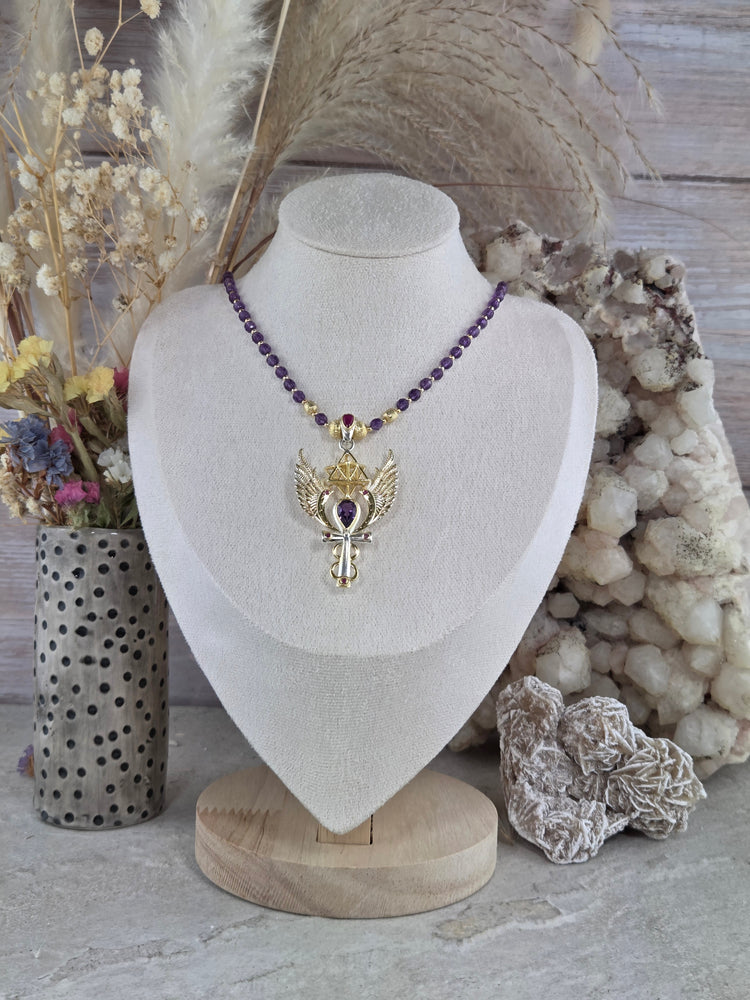 Amethyst Egyptian Fire Pendant Necklace