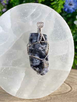 Merlinite Wire Wrapped Pendant