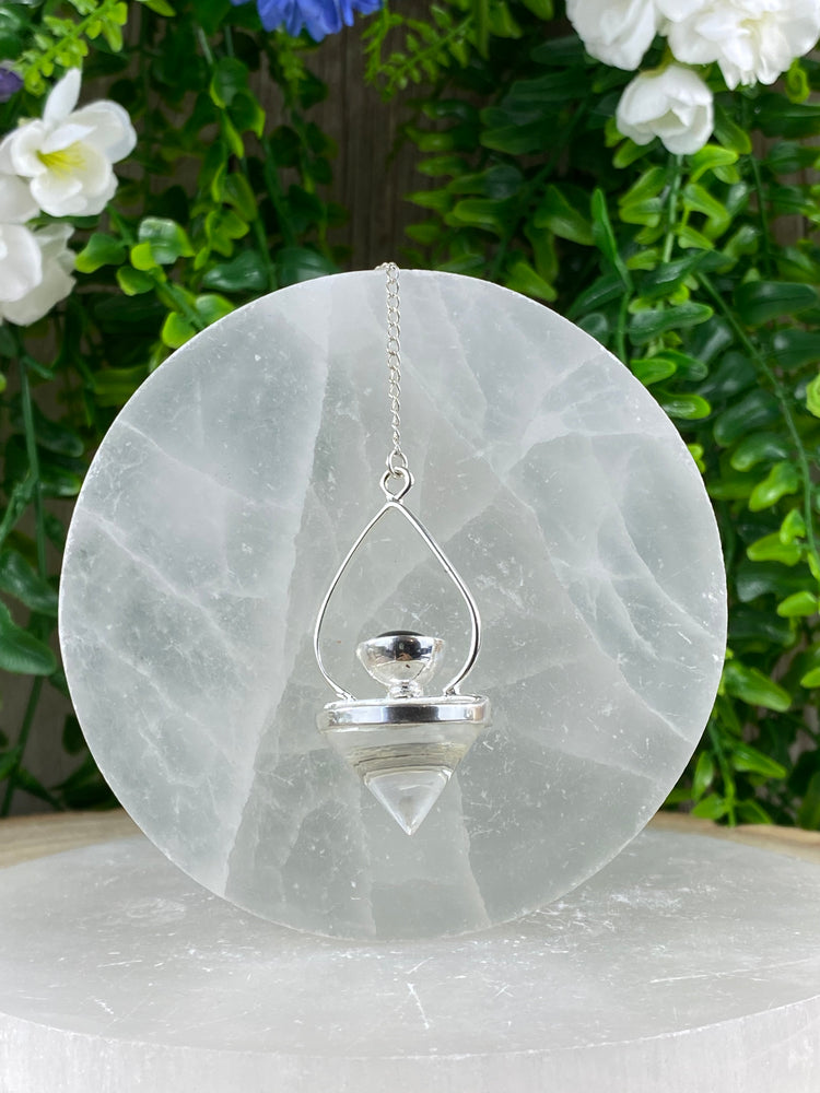 Clear Quartz And Black Onyx Crystal Pendulum