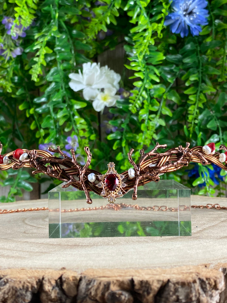 Garnet, Pearl, Red Coral Circlet