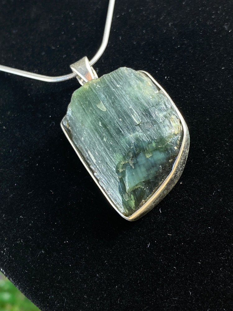 Raw Green Tourmaline Pendant