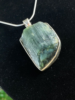 Raw Green Tourmaline Pendant