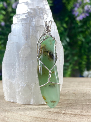 Chrysoprase Wire Wrapped Pendant