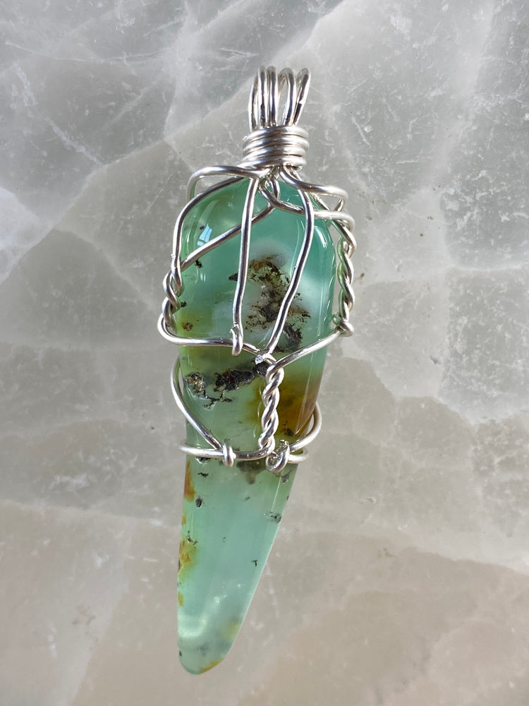 Chrysoprase Wire Wrapped Pendant