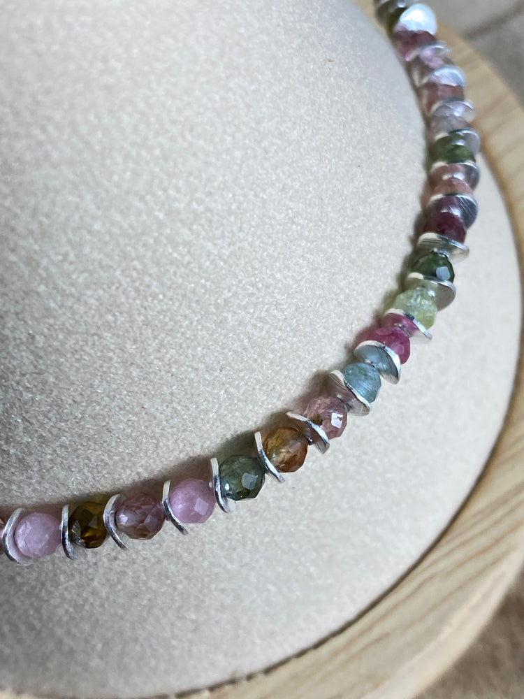 Watermelon Tourmaline And Moonstone Bracelet