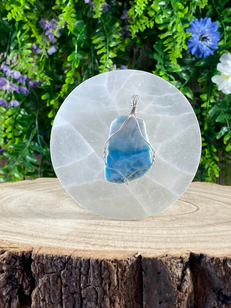 Larimar Wire Wrapped Pendant