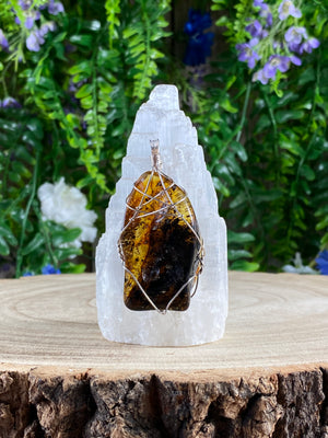 Amber Wire Wrapped Pendant