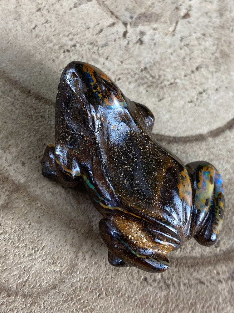 Boulder Opal Frog Carving