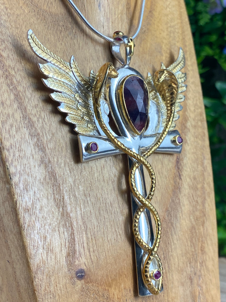 Large Osiris Flame Pendant With Tourmaline