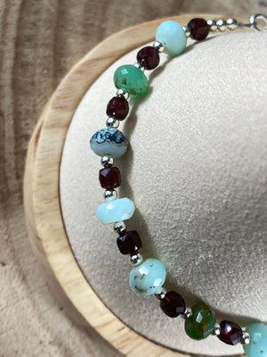 Blue Opal And Garnet Bracelet