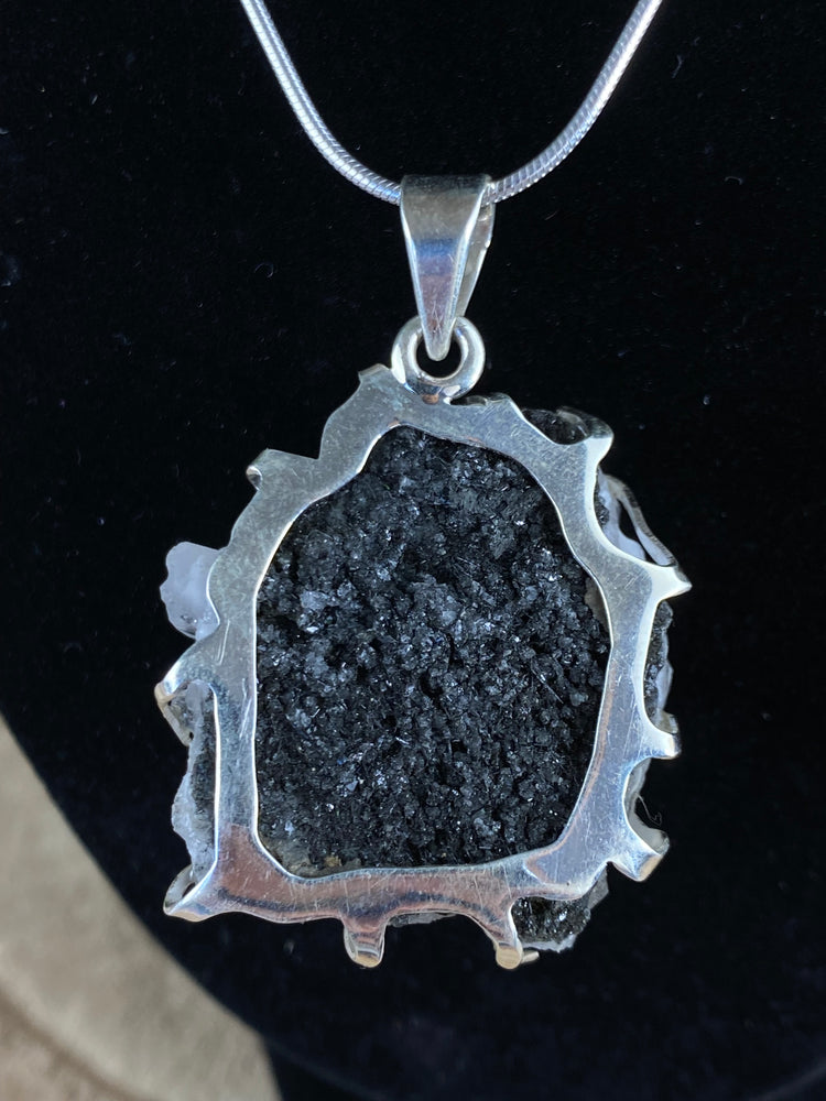 Raw Quartz And Tourmaline Pendant