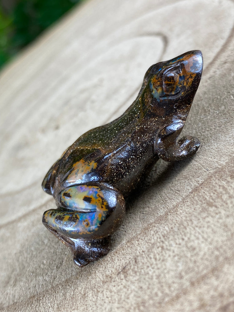 Boulder Opal Frog Carving