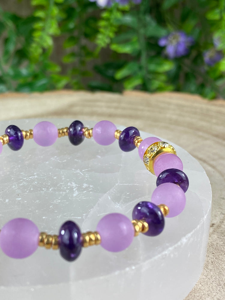 Purple Jade and Amethyst Bracelet