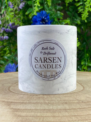Rock Salt & Driftwood Handcrafted Candle