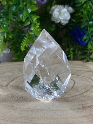 Clear Quartz Faceted Flame