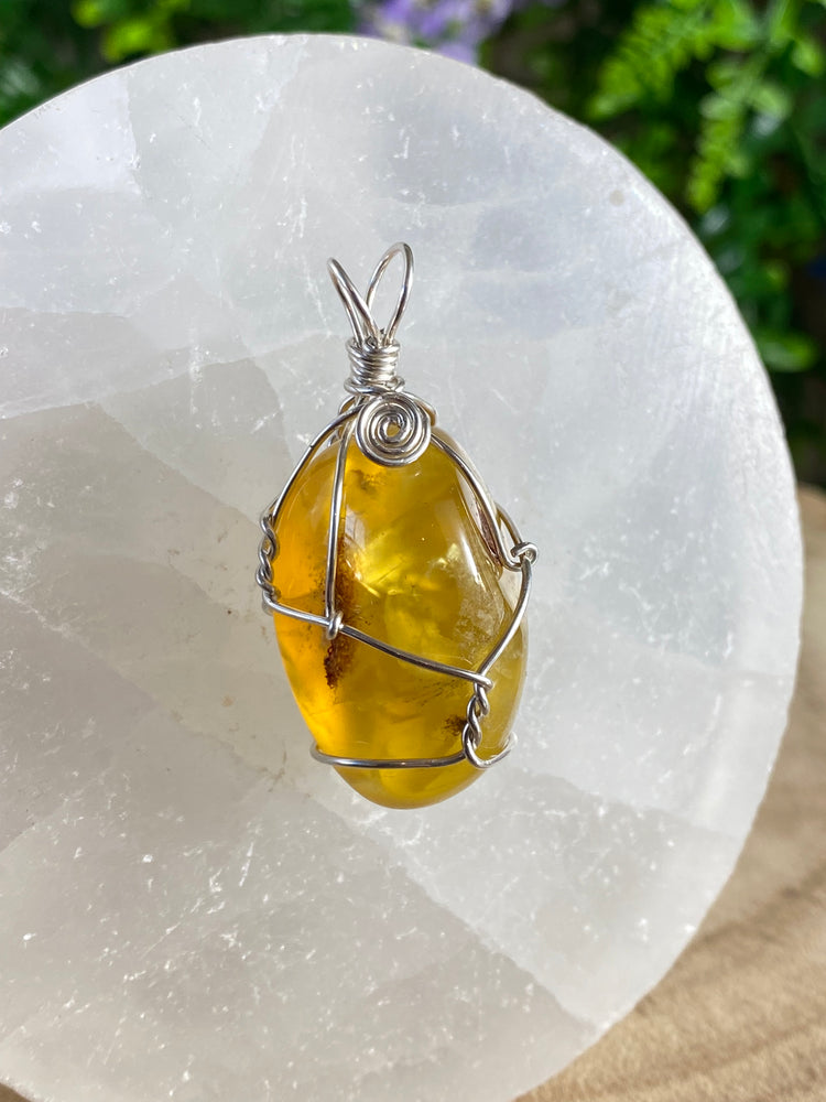 Honey Opal Wire Wrapped Pendant