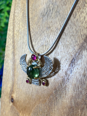 Peridot Winged Scarab Pendant