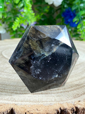 Tourmaline In Quartz Hexagonal Palm Stone