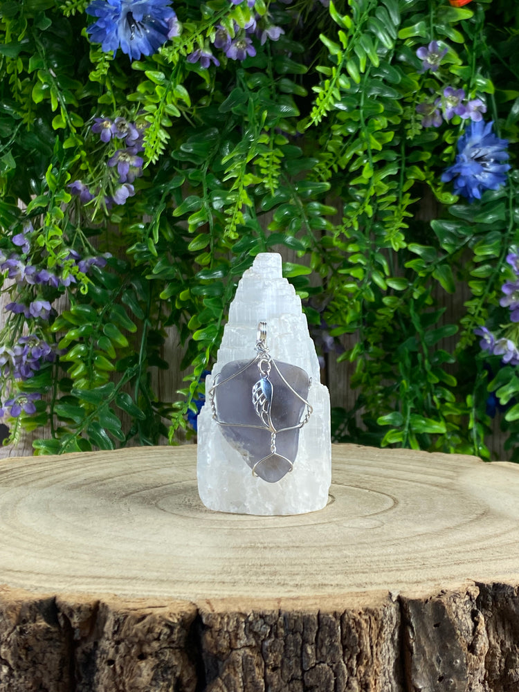 Chalcedony Wire Wrapped Pendant