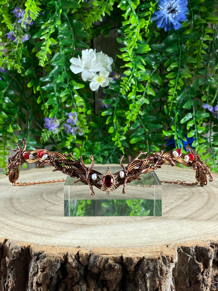 Garnet, Pearl, Red Coral Circlet