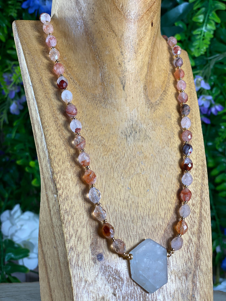 Hematoid Quartz And Aquamarine Necklace