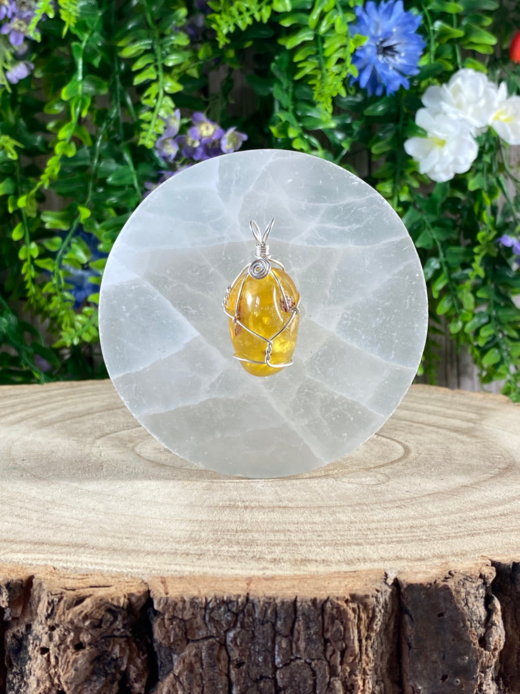 Honey Opal Wire Wrapped Pendant