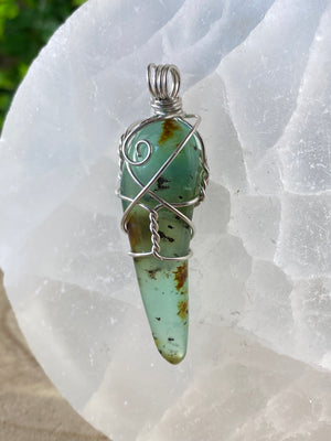 Chrysoprase Wire Wrapped Pendant