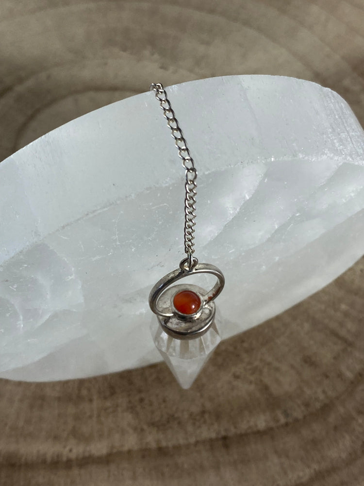 Carnelian And Clear Quartz Pendulum