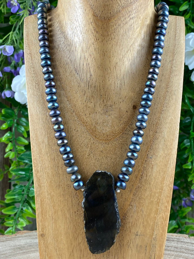 Fresh Water Pearl and Labradorite Necklace