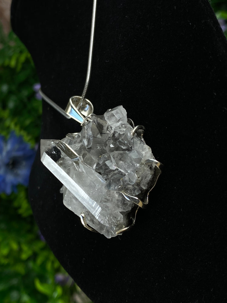 Raw Quartz And Tourmaline Pendant
