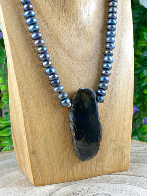 Fresh Water Pearl and Labradorite Necklace