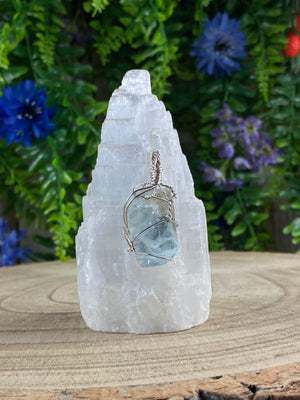 Blue Topaz Wire Wrapped Pendant