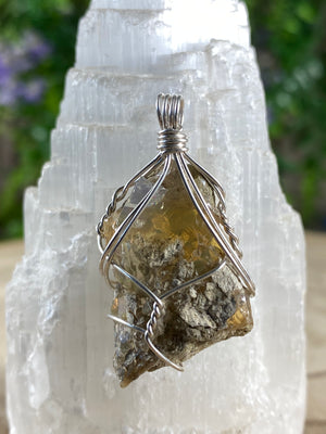 Natural Opal Wire Wrapped Pendant