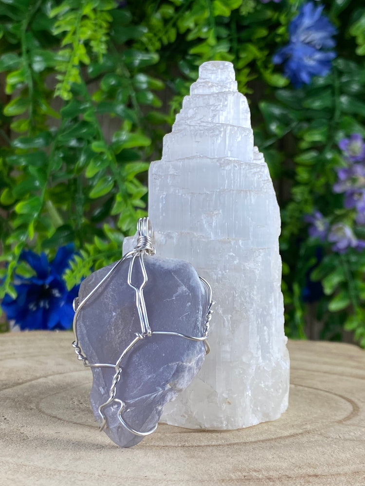 Chalcedony Wire Wrapped Pendant