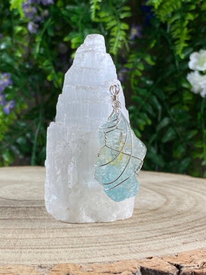 Blue Topaz Wire Wrapped Pendant