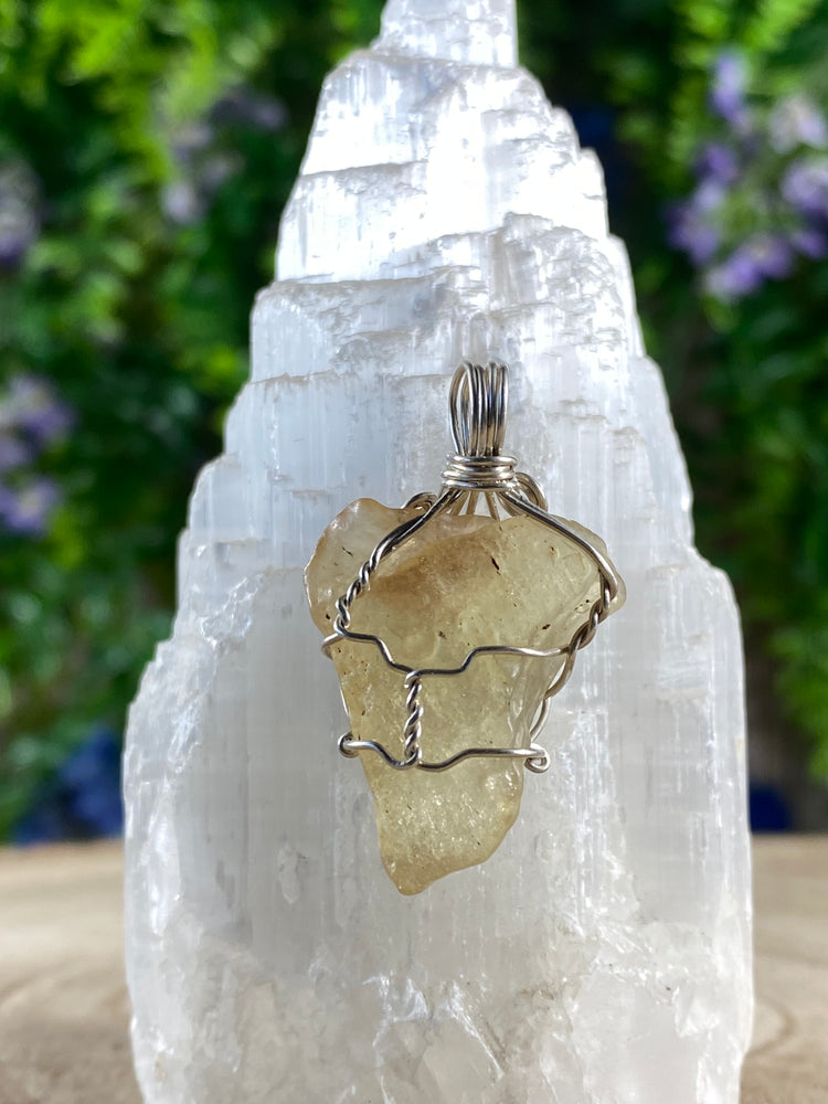 Libyan Gold Tektite Wire Wrapped Pendant